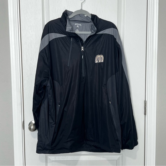 Antigua Men’s Lightweight Jacket Mustangs Horseshoes Billings Black Gray S XXL - Picture 1 of 10